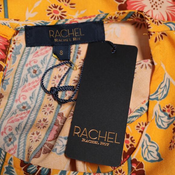 Rachel Rachel Roy Yellow Floral Boho Sleeveless Tank Top High Low Hem Size S - Picture 7 of 10